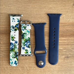 Floral Blue and Navy Blue Watch Band